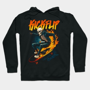 Kickflip Skeleton around on a skateboard Hoodie